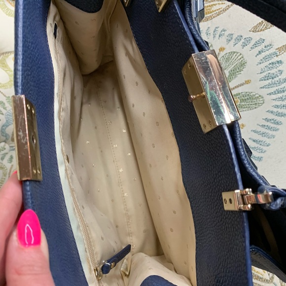 Kate Spade Pebbled Blue Leather Jewel Handbag - Picture 7 of 10